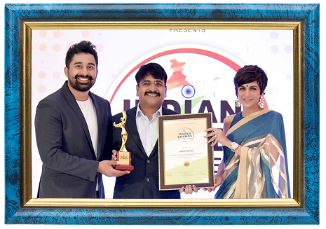 Indian Brand of the Year Award for the Women Designer Clothes Manufacturers of the Year (2018-19) Mandira and Rannvijay Singh