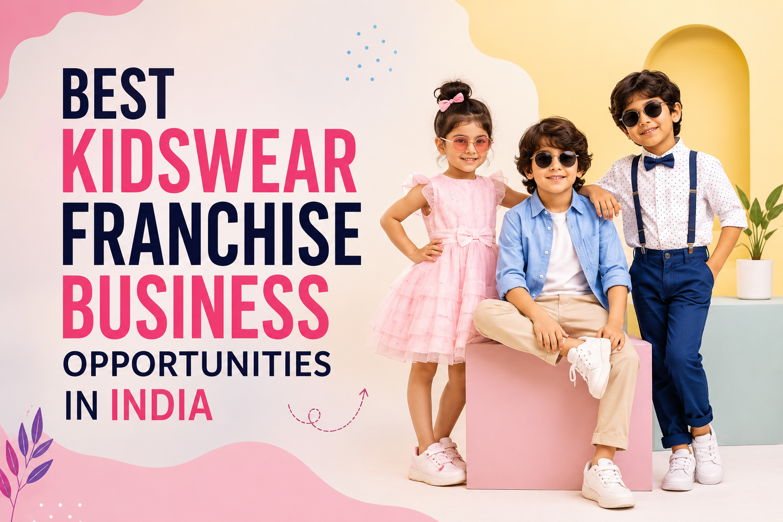 Best Kidswear Franchise Business Opportunities in India featuring stylish children in trendy outfits representing a growing kidswear franchise business.
