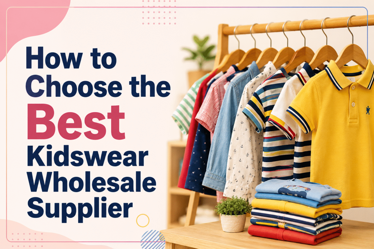 Kidswear wholesale supplier displaying a colorful collection of children's clothing for retailers and business owners