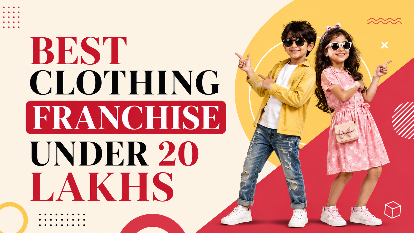 Best Clothing Franchise Under 20 Lakhs guide with stylish kidswear models representing a low investment clothing franchise opportunity in India.